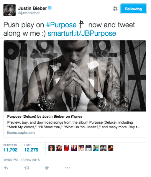 "Purpose", novo álbum de @JustinBieber, ganha Twitter Emojis
