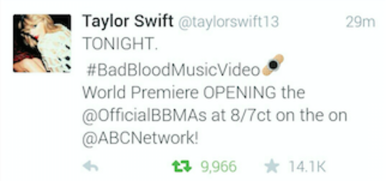 @Taylorswift13's #BadBloodMusicVideo Tweet