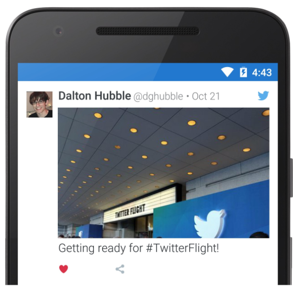 Example of a heart Tweet action icon in Twitter Kit for iOS and Android