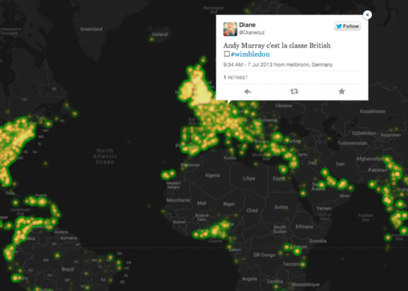 Geotagged tweets about Wimbledon