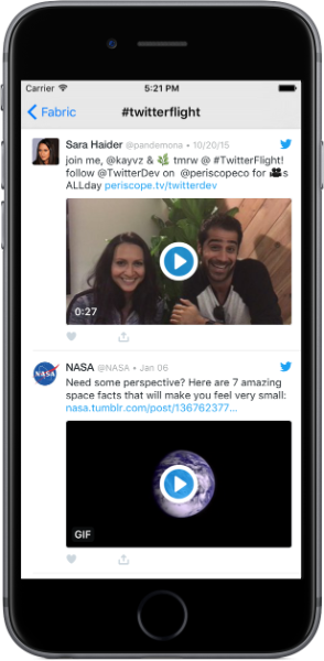 Launching enhanced video player and auto-looping GIFs in Twitter Kit