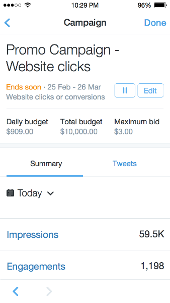Manage Twitter Ads on the go
