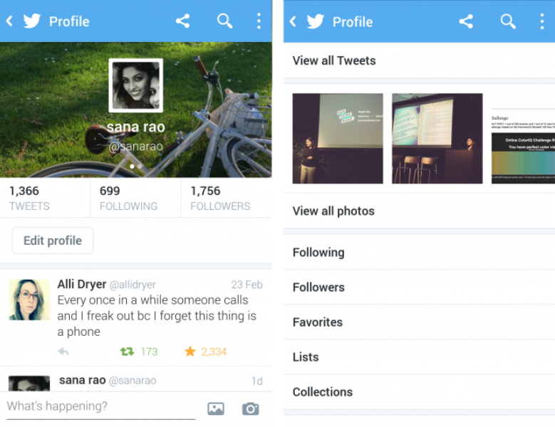 Old Twitter profiles on mobile