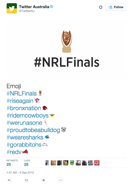 The 2015 #AFLFinals and #NRLFinals kick off on Twitter