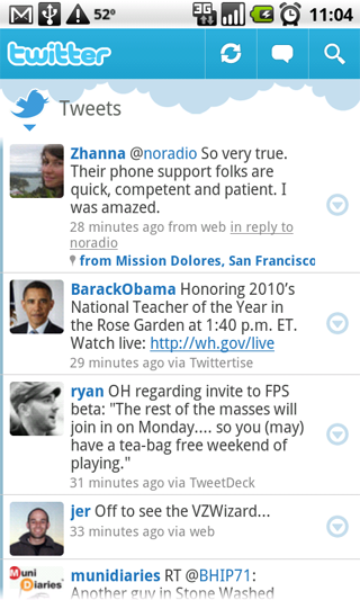 Twitter for Android: Robots like to share too