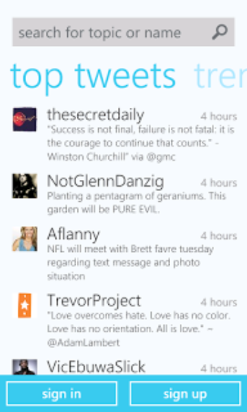 Twitter for Windows Phone: Pivot Power