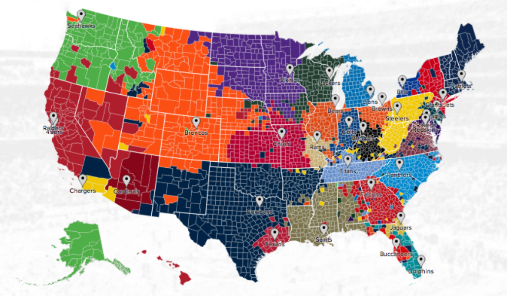 Twitter NFL fan map. Click image to explore it