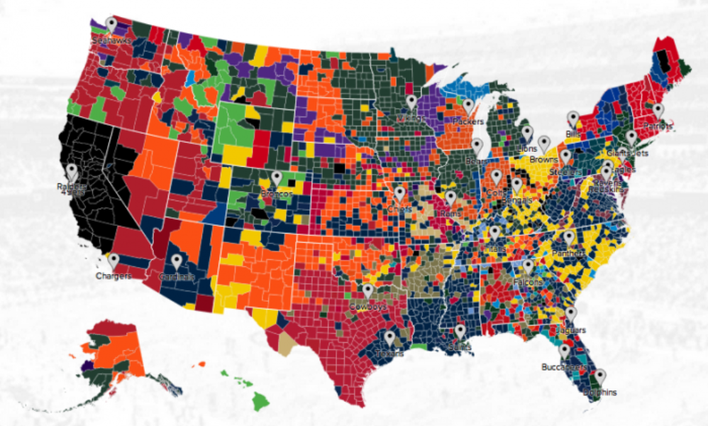 Nfl Fan Map Where Are Your Team S Followers