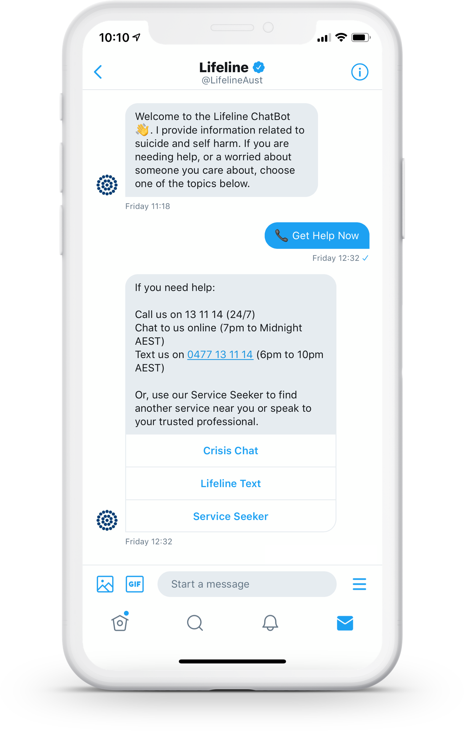 Lifeline S New Twitter Dm Chatbot Helps Friends And Family