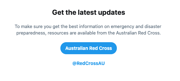 Twitter search prompt with Australian Red Cross