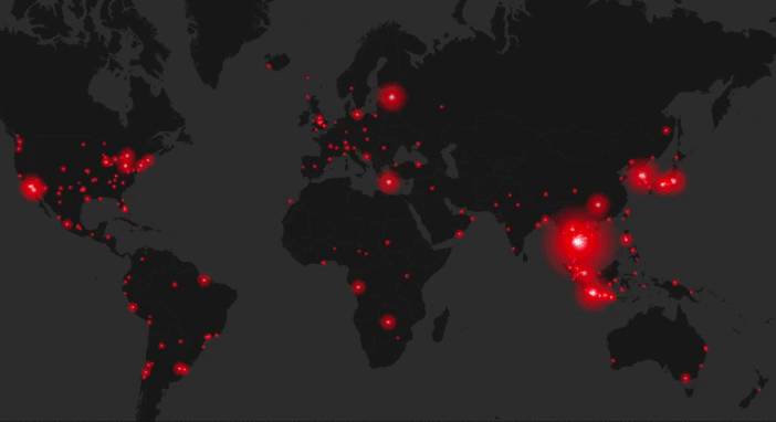Grafik menunjukan aktivitas twitter di masing-masing negara saat SuperM sedang live di Twitter.
