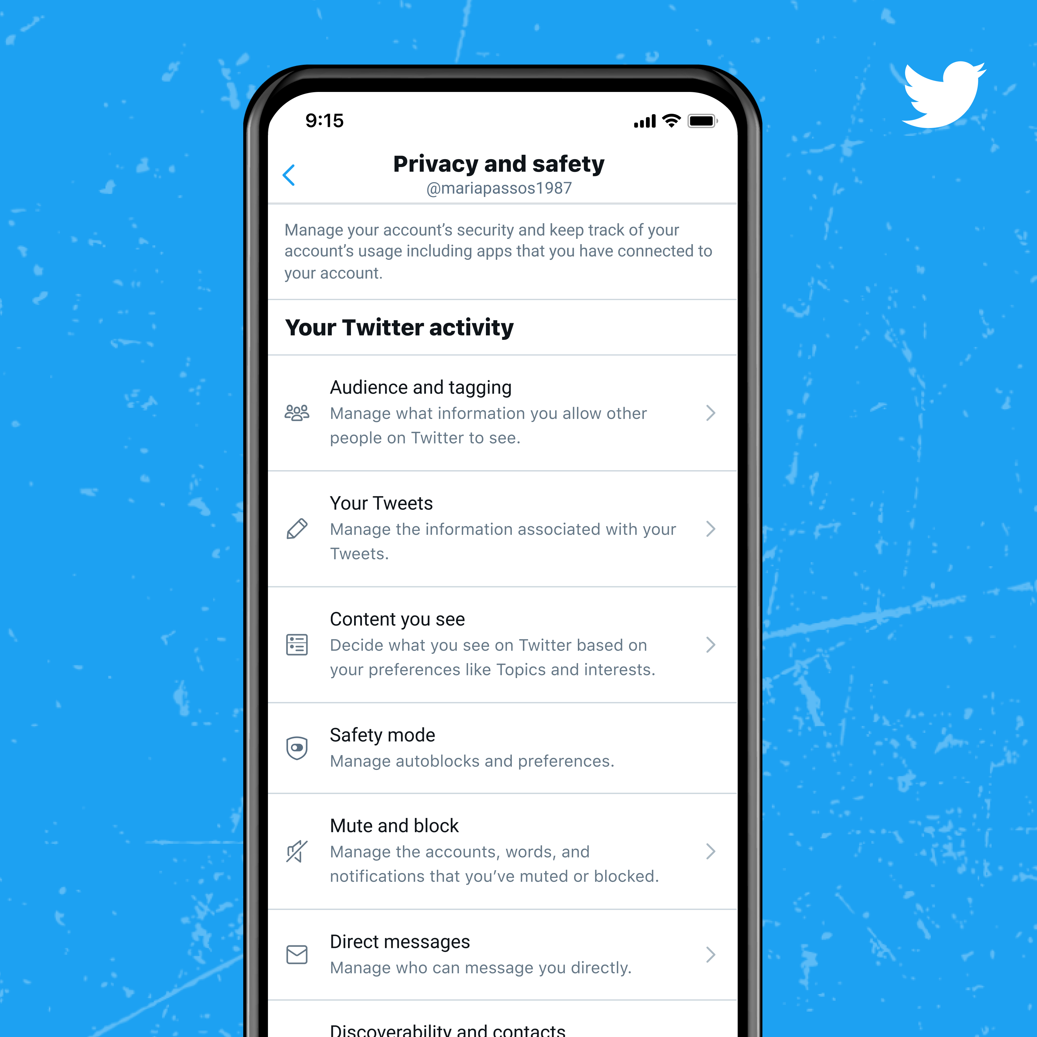 Tampilan menu Settings Twitter untuk mengaktifkan Safety Mode