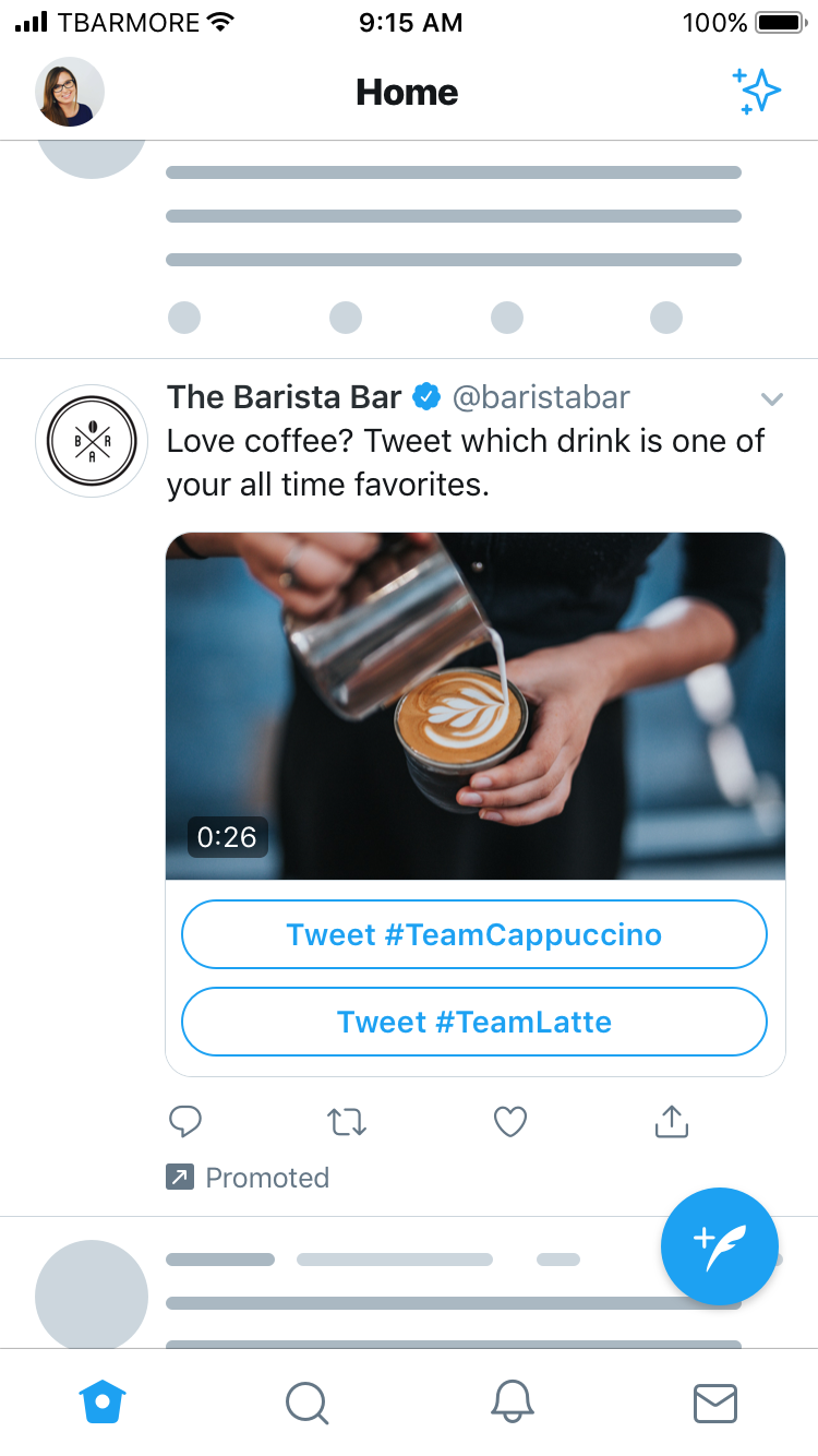 Example of a Twitter ad with a conversation button