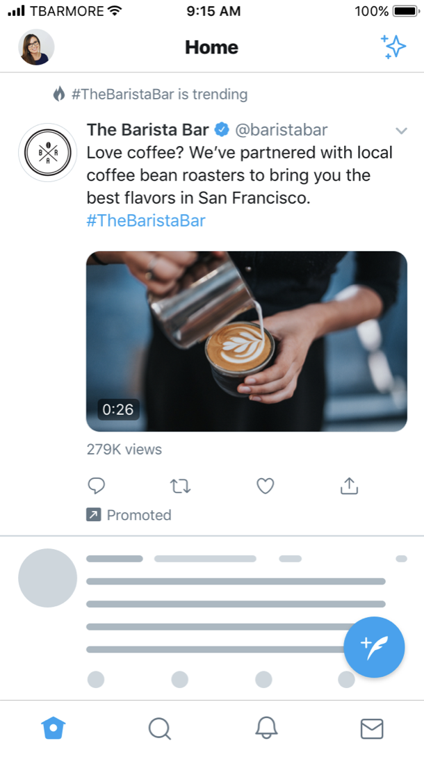 Example of a Twitter Timeline Takeover ad