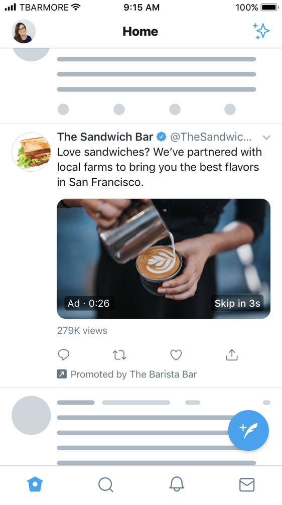 Exemple d'une publicité Twitter Amplify Sponsorship