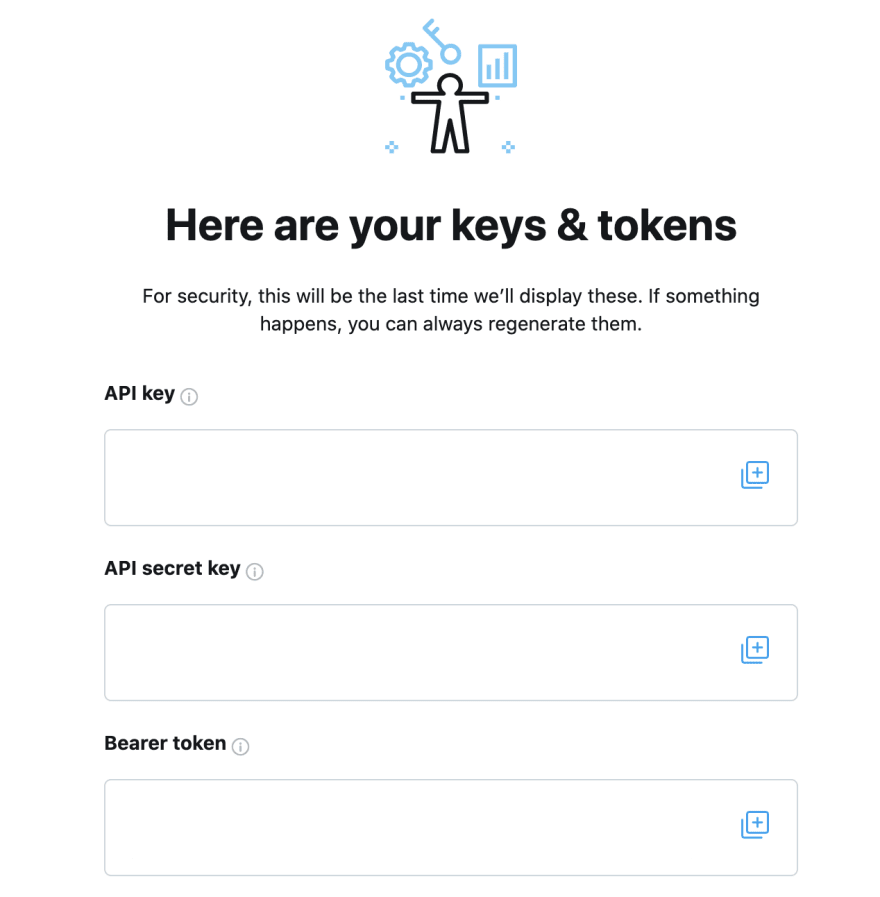 this image shows when you get your access keys, tokens.