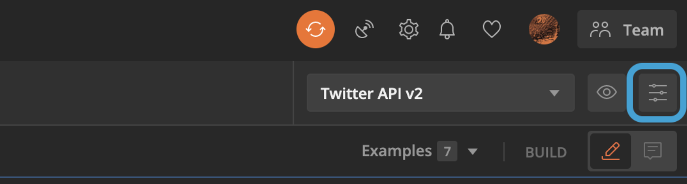 This image shows the "manage environments" button highlighted in the Postman console. This image shows the "manage environments" button highlighted in the Postman console.