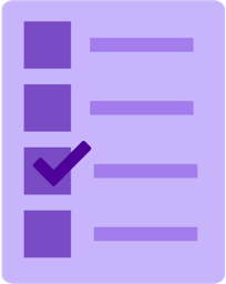A purple icon of a checklist.