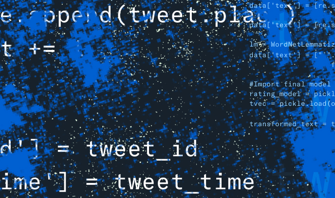 Abstract blue image with programming code in the background