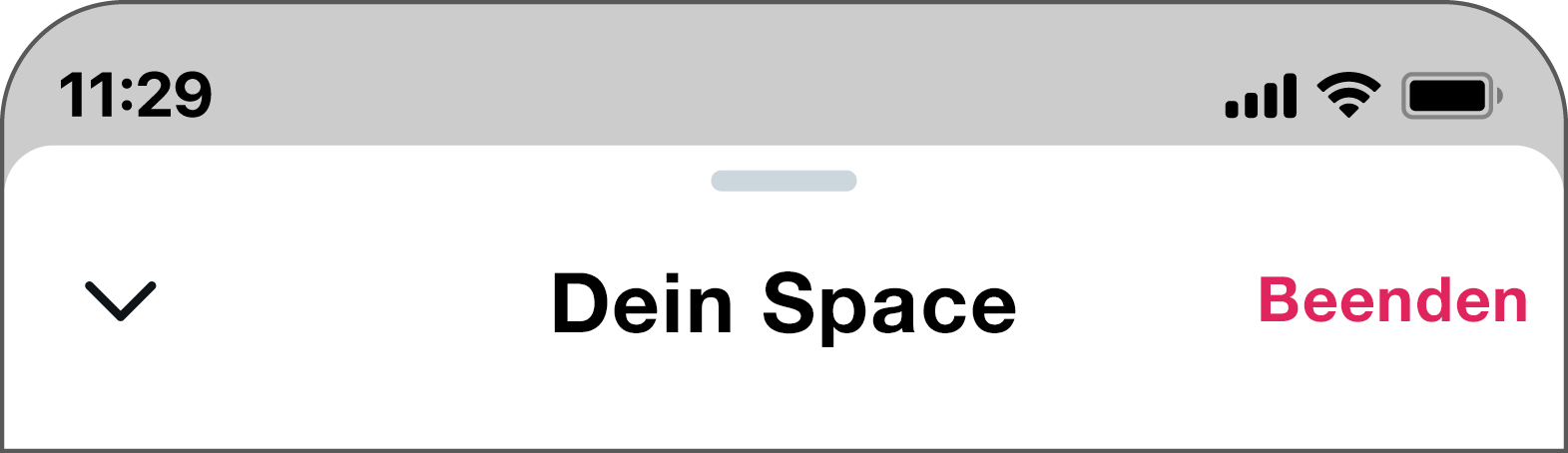 Der Button "Ende" befindet sich in der oberen rechten Ecke rechts neben "Dein Space".