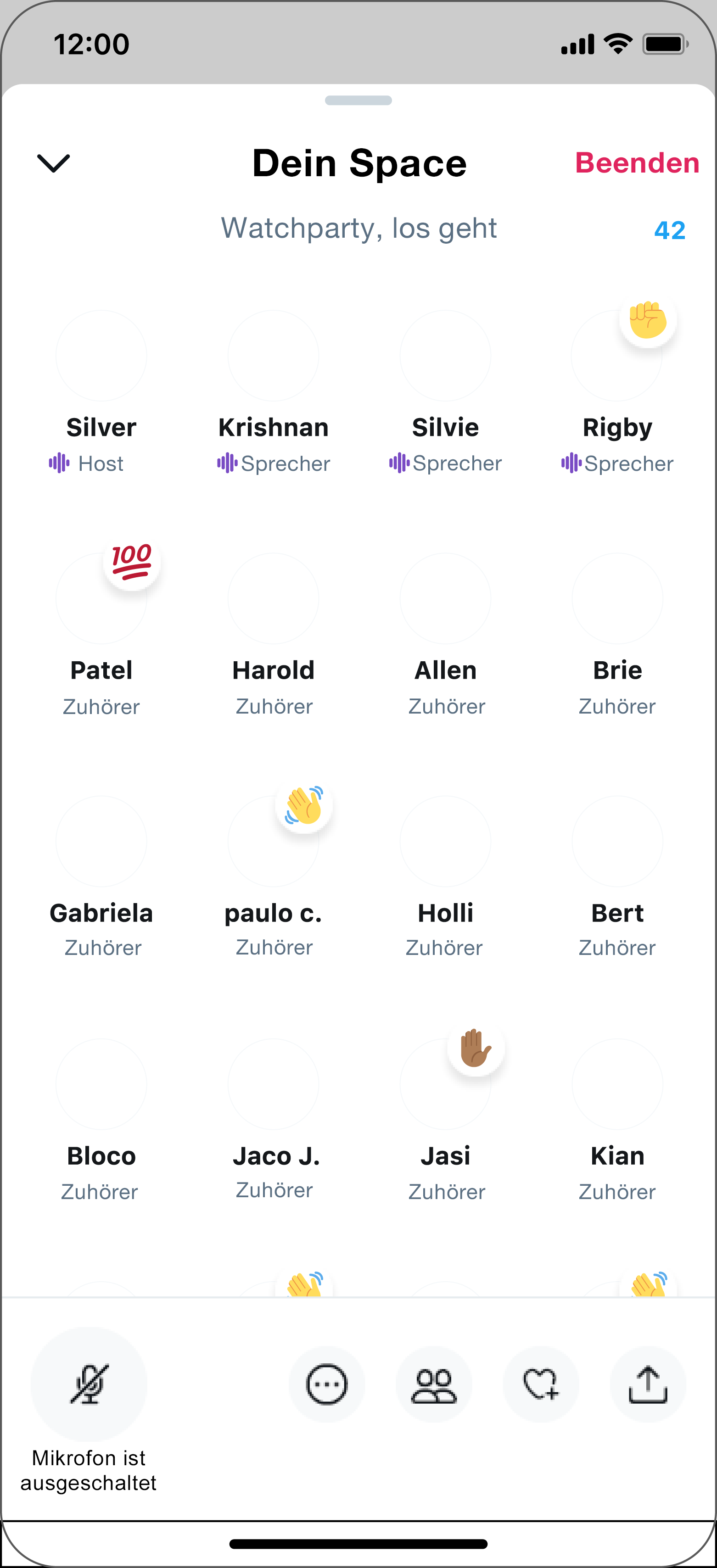 Zunächst ist der Host die einzige Person in seinem Space.