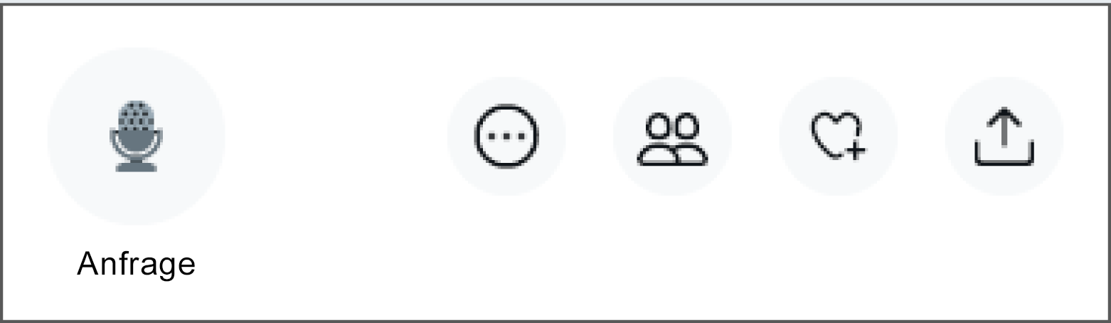 Hervorheben des Buttons "Anfrage" unten links auf dem Bildschirm.