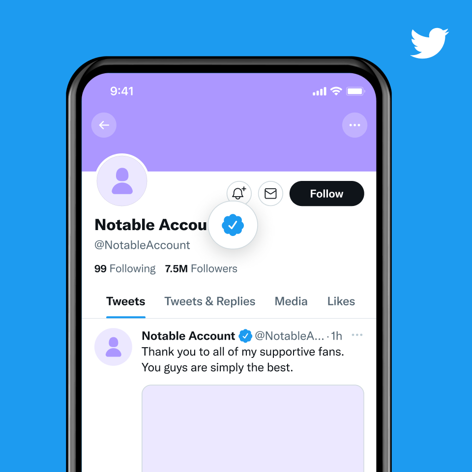 Etiqueta de verificación azul de Twitter