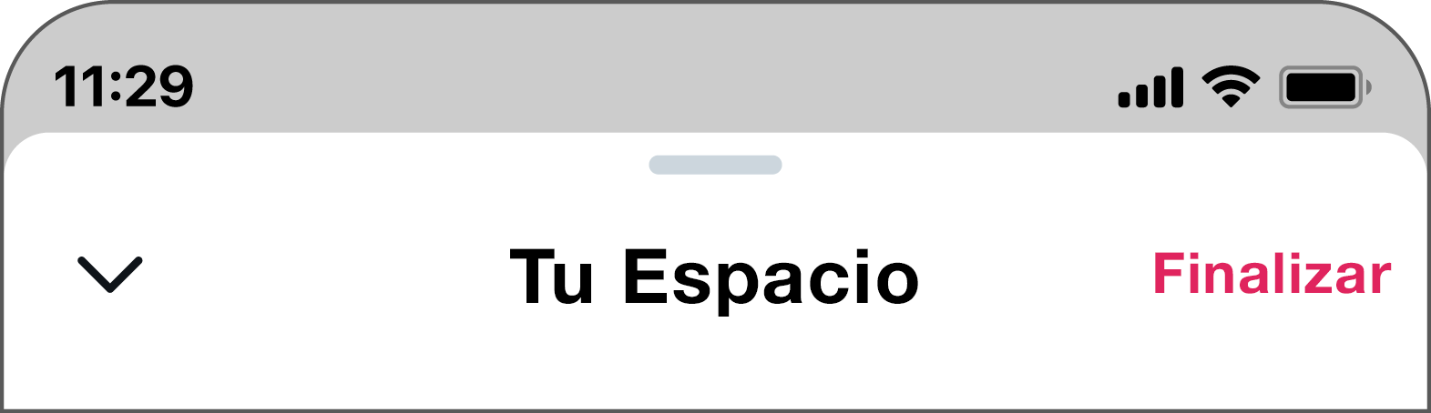 El botón "Finalizar" se encuentra en la esquina superior derecha a la derecha de "Tu Espacio".