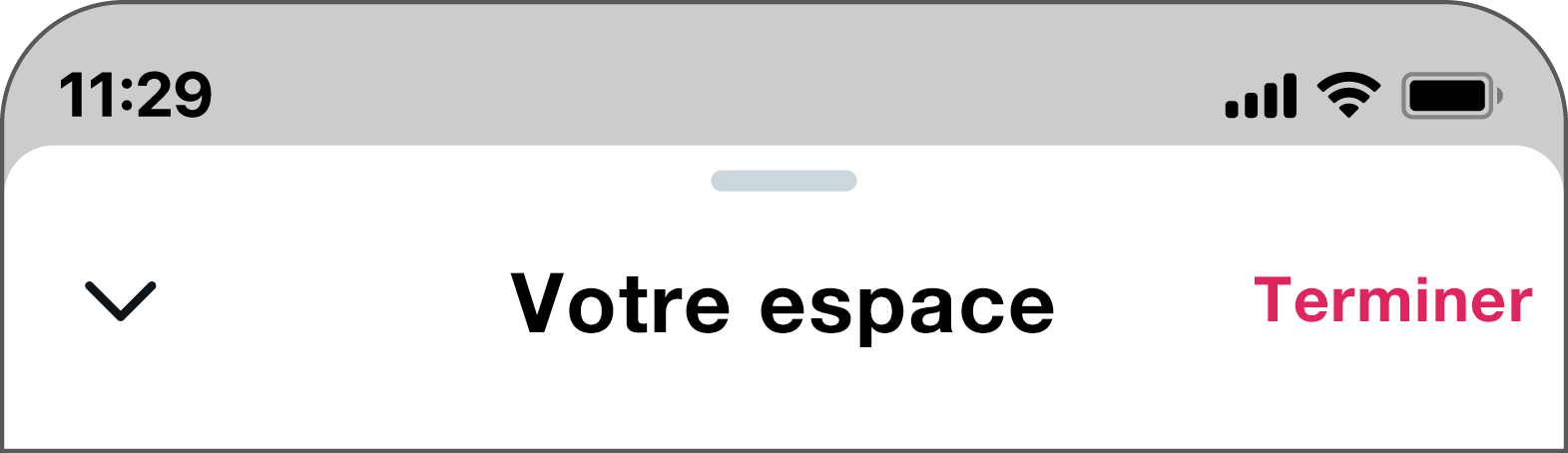 Le bouton Terminer se trouve dans le coin supérieur droit, à droite du titre Votre Espace.