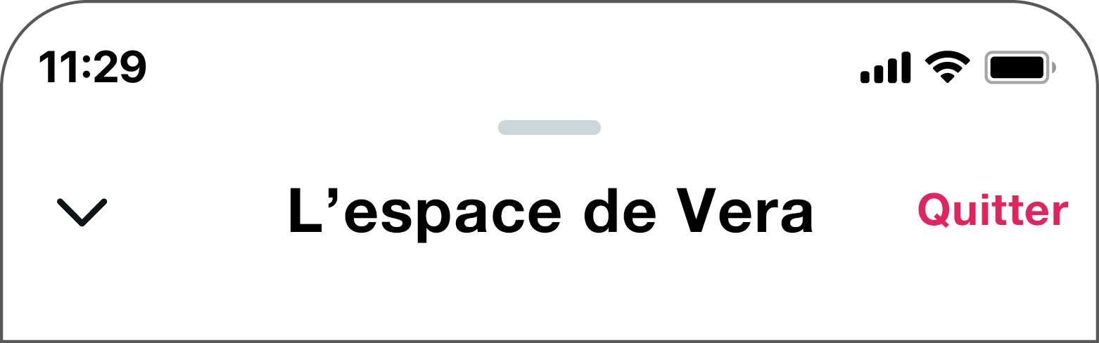 Le bouton Quitter est situé en haut à droite de l'écran, à côté du nom de l'espace.