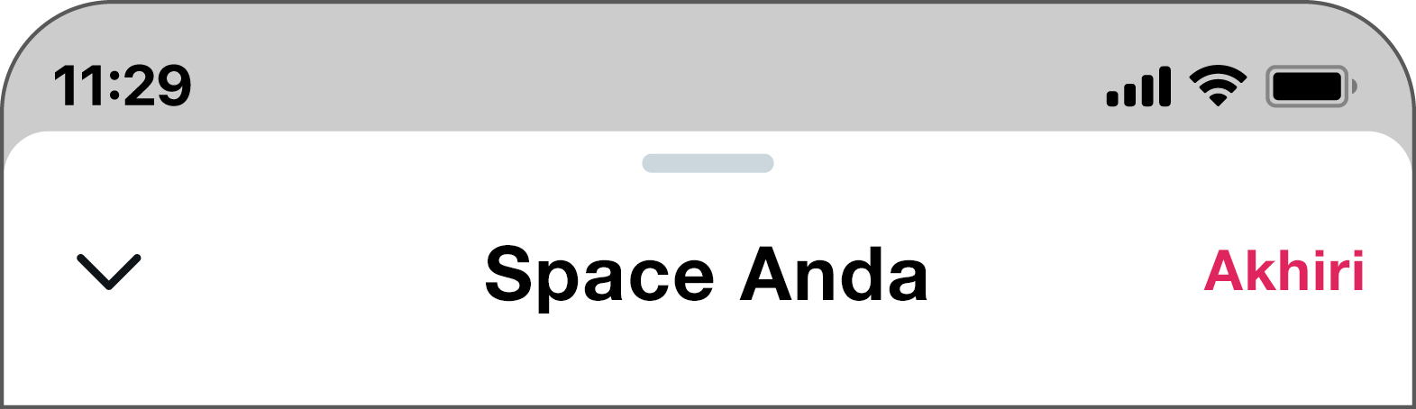 Tombol "Akhiri" berada di sudut kanan atas di sebelah kanan "Space Anda."