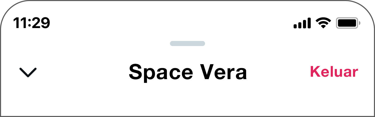 Tombol Keluar berada di kanan atas layar, di sebelah nama Space.