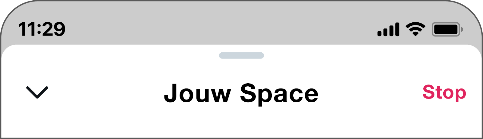 De knop "Stop" staat rechtsboven in het scherm, naast de naam van "Je Space".