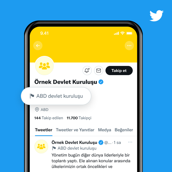 "ABD hükûmetine bağlı kuruluş" yazılı etiketin olduğu hükûmet kuruluşu profili örneği