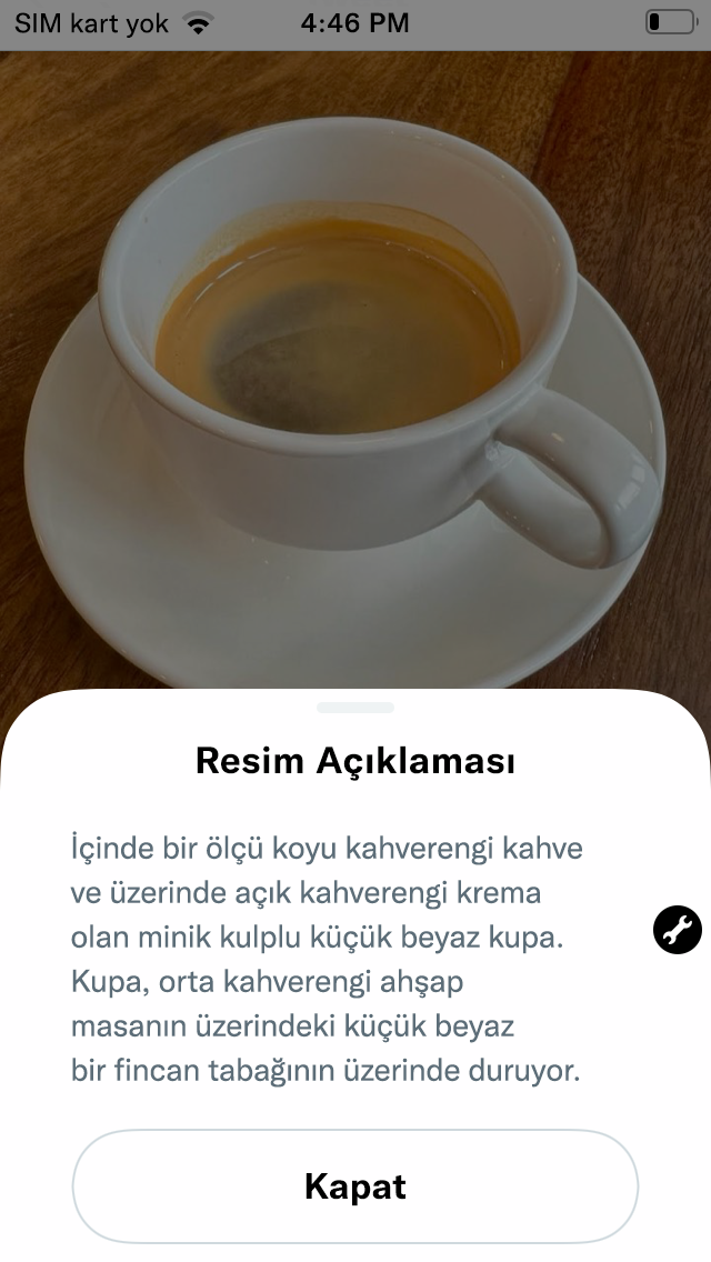 Görünen resim açıklamasıyla birlikte yayınlanan Tweetin ekran görüntüsü. Başlık "Resim açıklaması" şeklindedir ve açıklamadan sonra kapatma düğmesi gelmektedir.
